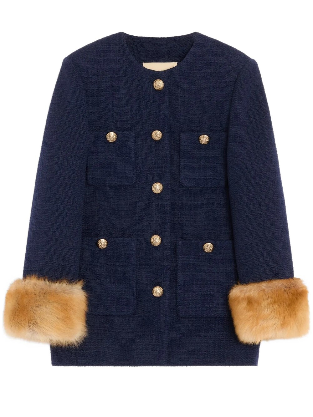 Valentino Garavani Women's Blue Simple Wool Tweed Coat