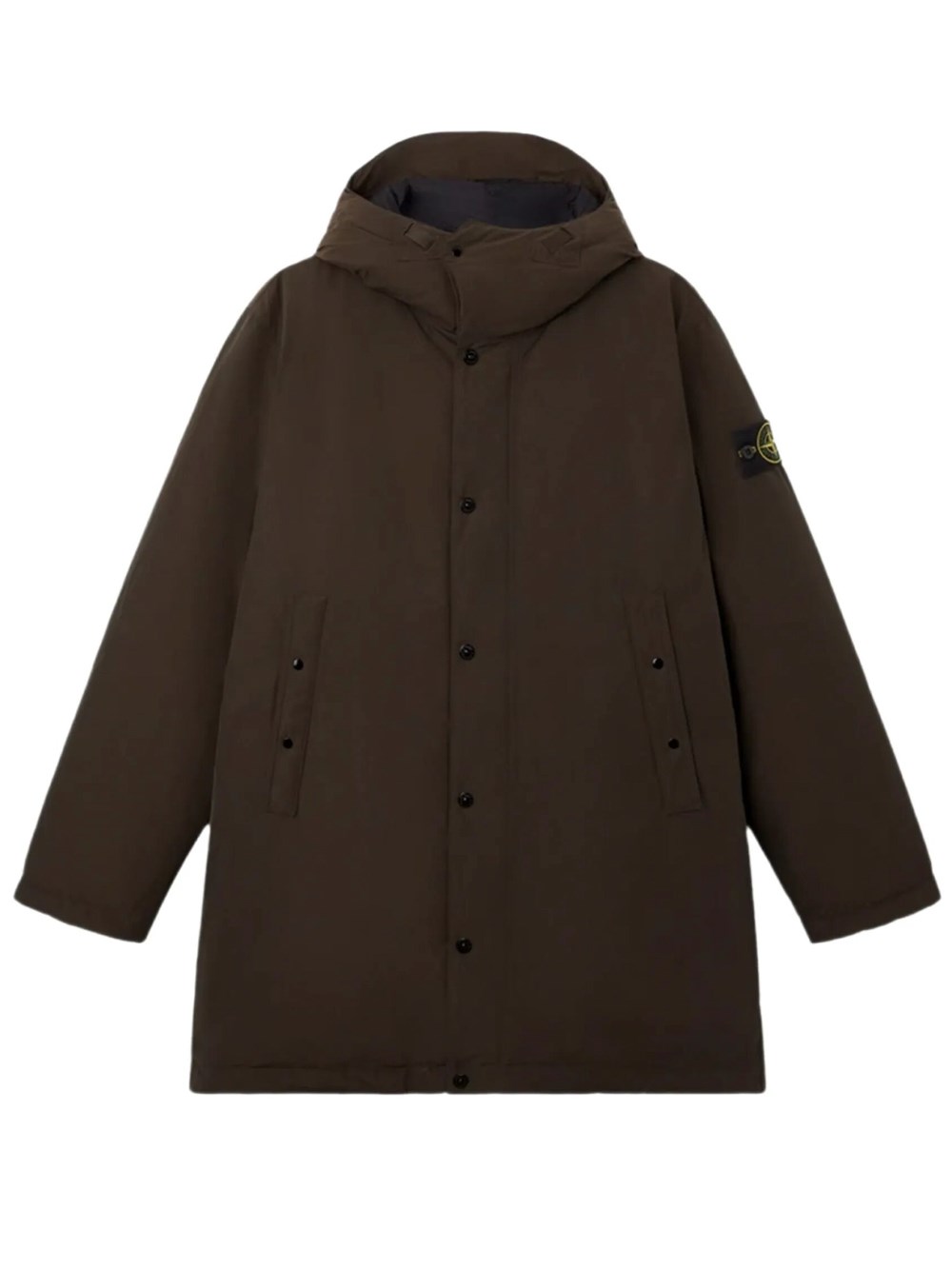 Stone Island Men's Grey Long Padded Feather Parka With Water-Repellent Treatt