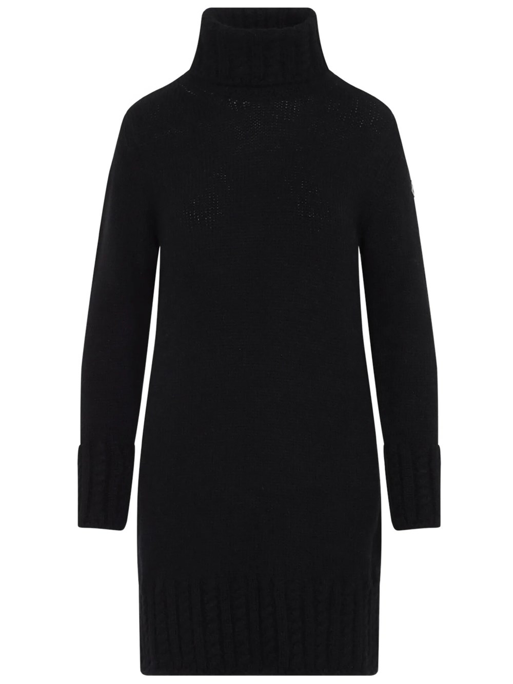 Moncler Women's Black High-Neck Knitted Dress In Alpaca, Wool And Poly