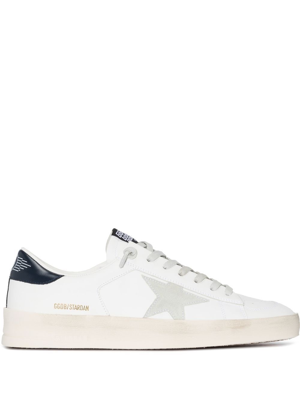 Golden Goose Men's White Sneakers Stardan With Star In Ice Grey Suede And Blue Hee