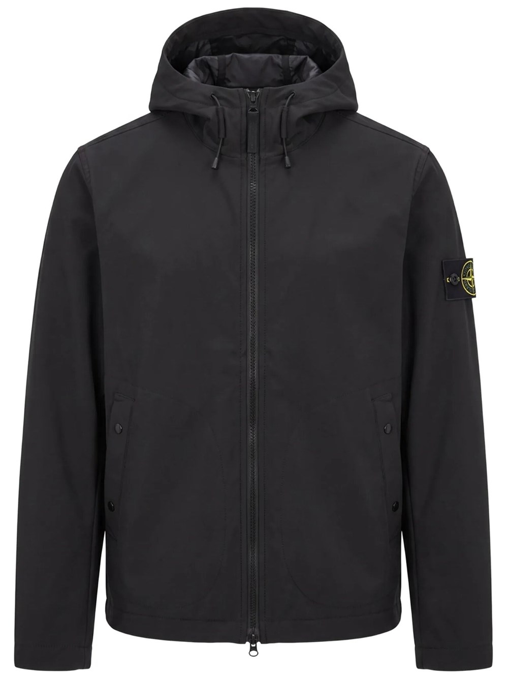 Stone Island Men's Black Hooded Jacket With Water And Wind Resistant
