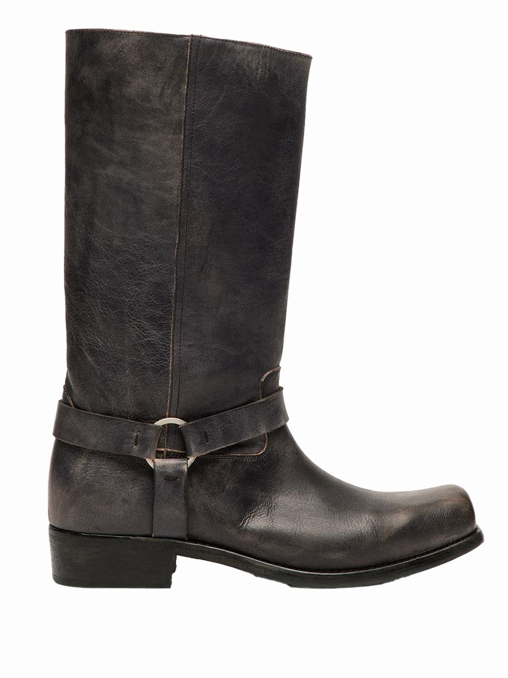 Golden Goose Women's Black High Biker Boots In Leather With Strap And