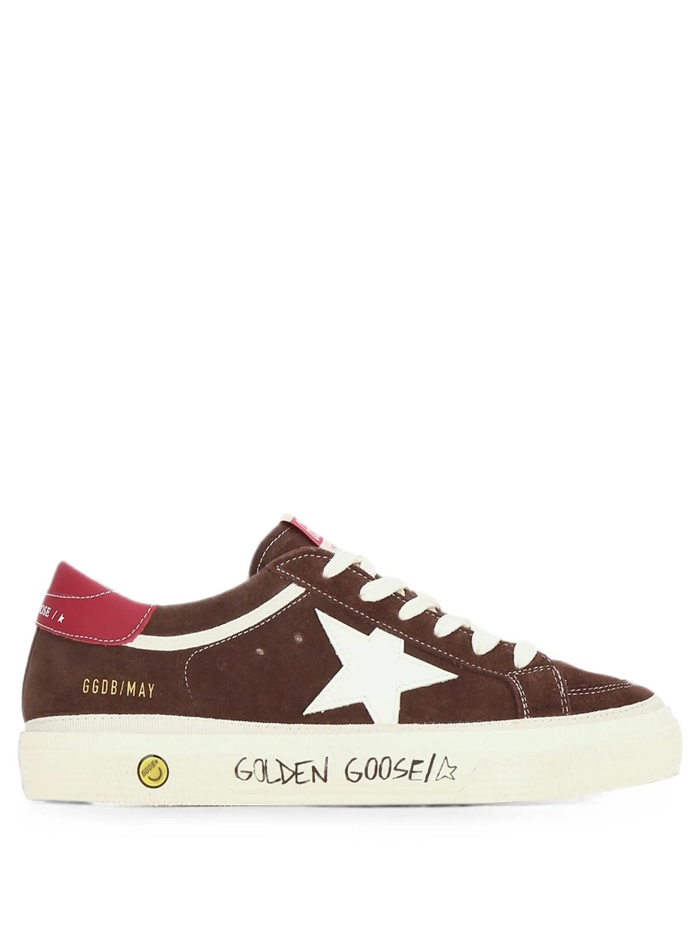 Golden Goose Kids Boys Brown Sneakers May In Suede With White Leather Star And Re