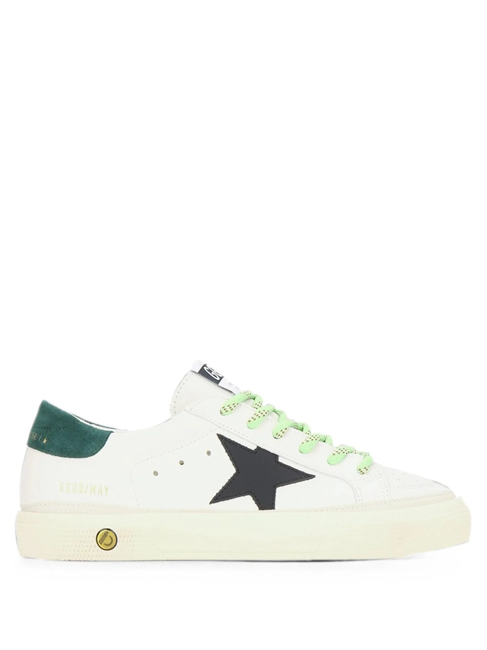 Golden Goose Kids Boys White Sneakers May In Leather With Blue Leather Star
