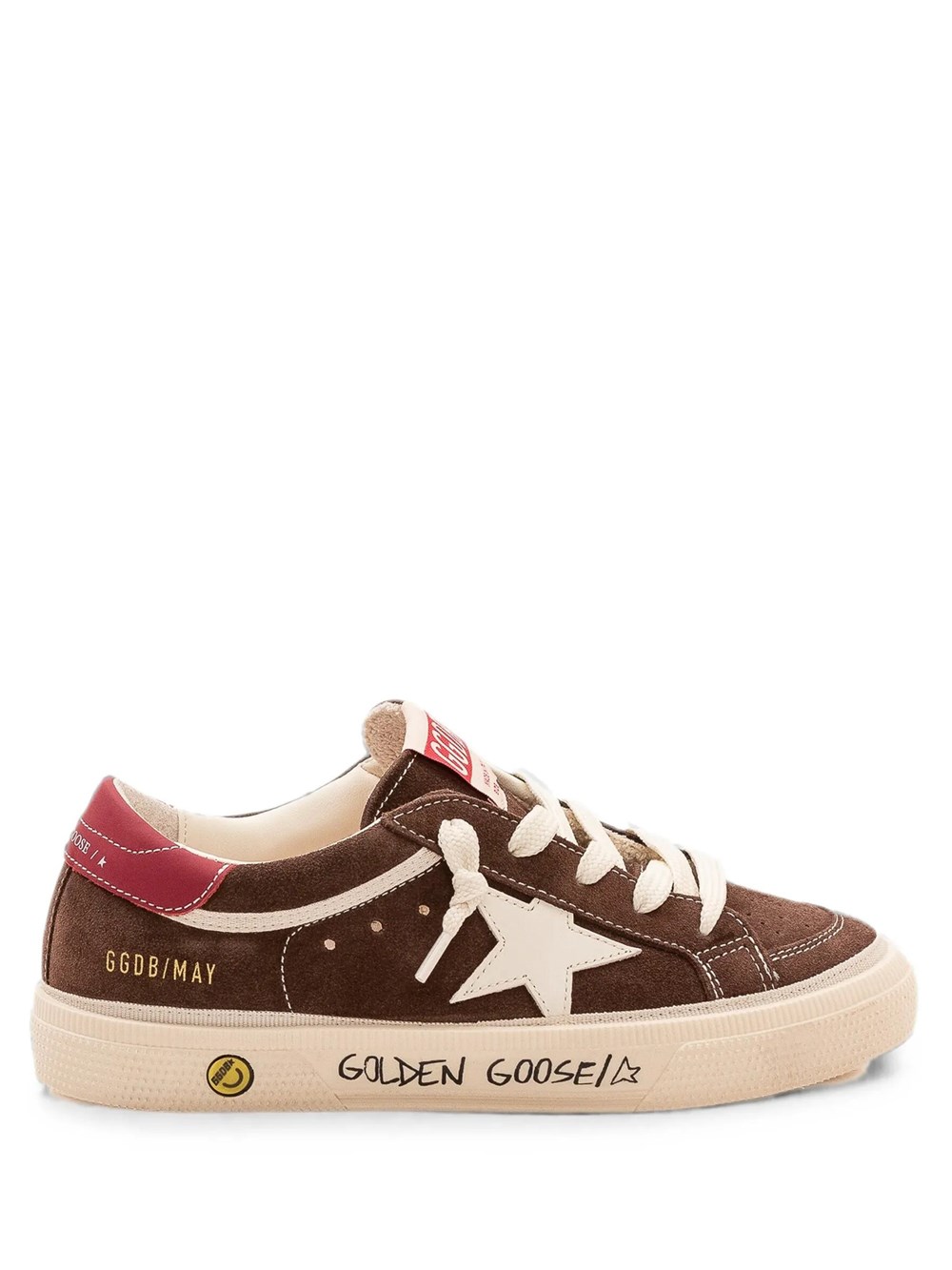 Golden Goose Kids Boys Brown Sneakers May In Suede With White Leather Star And Re