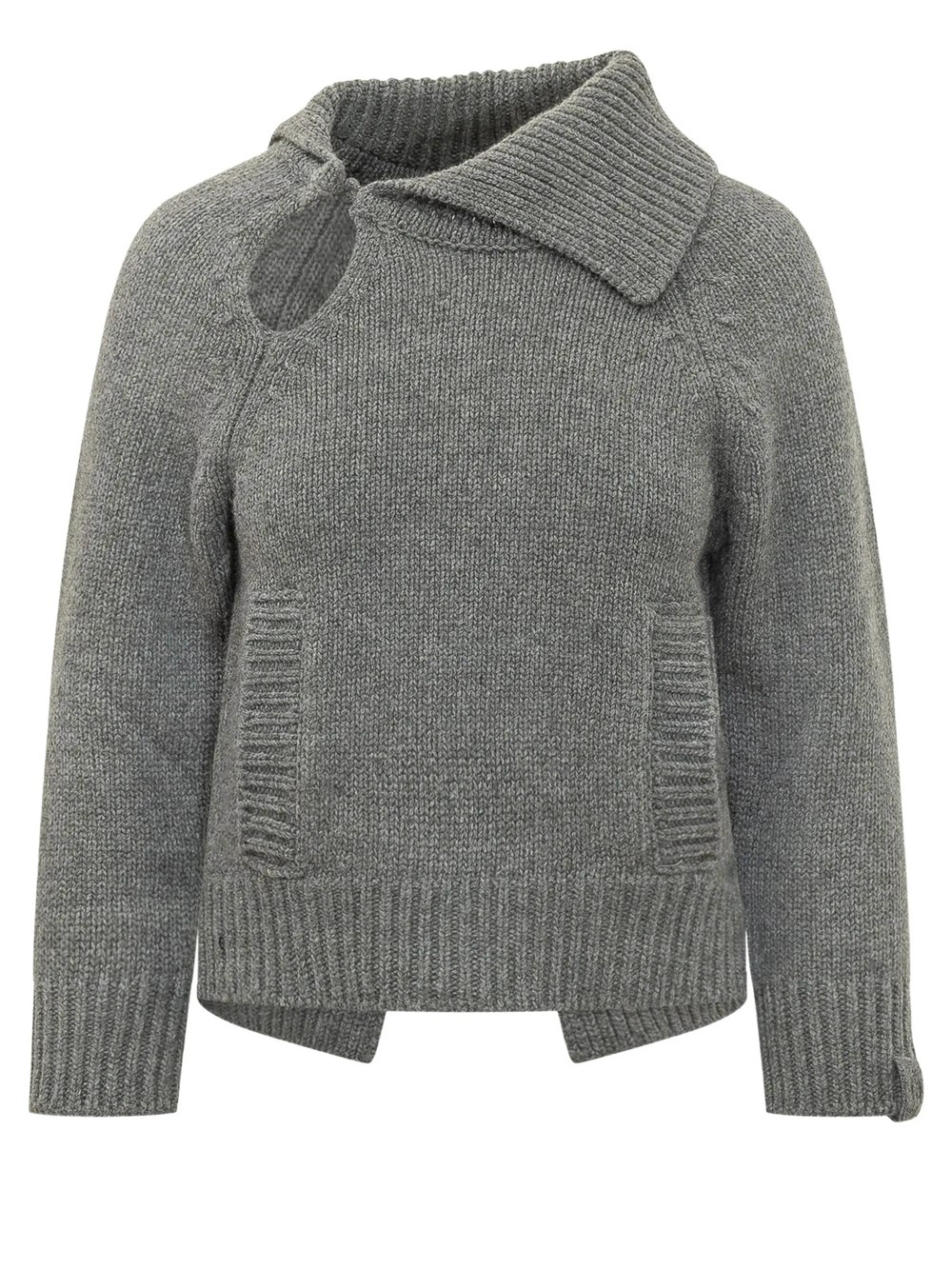 Victoria Beckham Women's Grey Wool Sweater With Asymmetric Collar