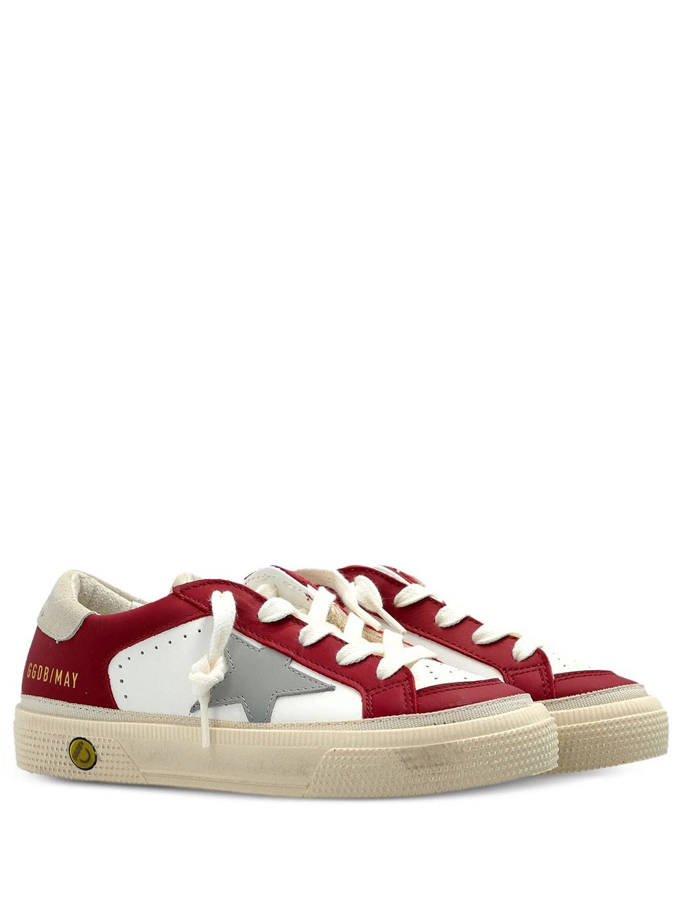Golden Goose Kids Boys White May Sneakers In Two-Tone Leather With Gray Leather S