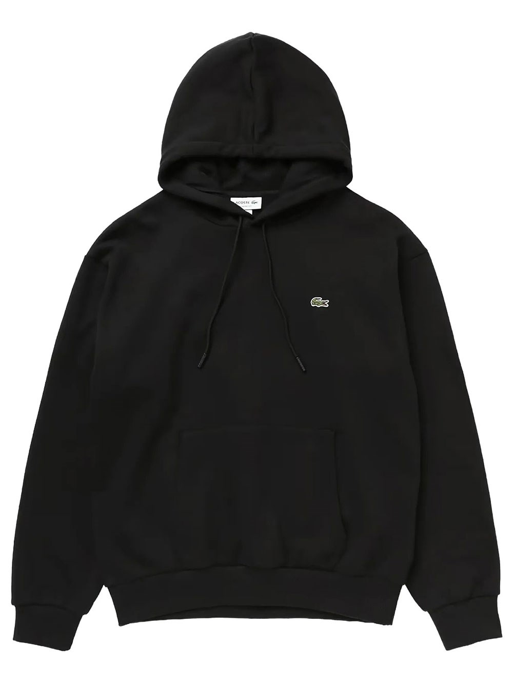Lacoste Men's Black Hooded Sweatshirt In Fleecy Fabric