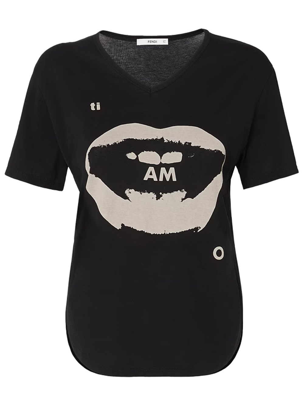 Fendi Women's Black T-Shirt In Jersey With Ti Amo Print