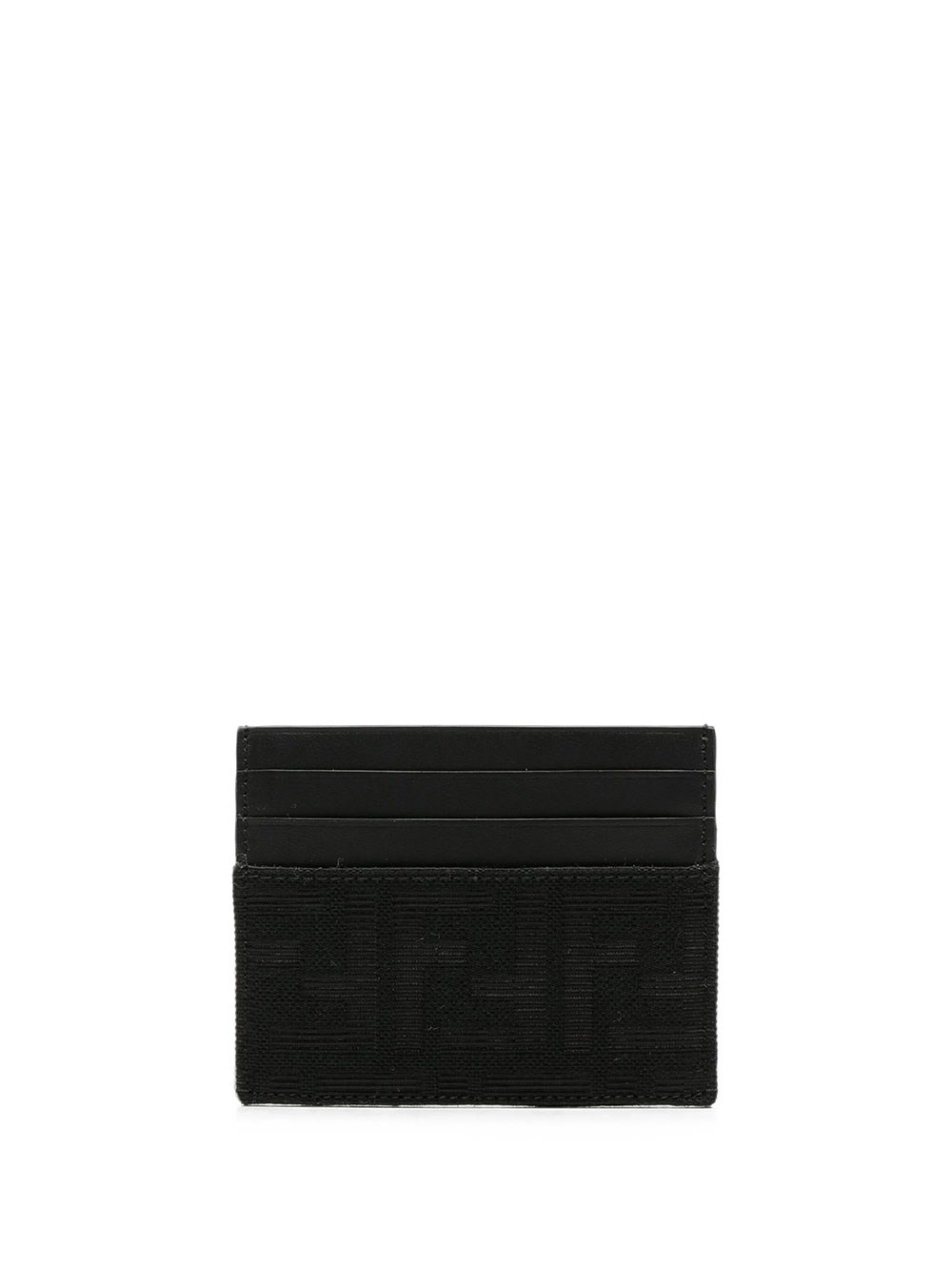 Fendi Men's Black Ff Jacquard Zucca And Leather Cardholder