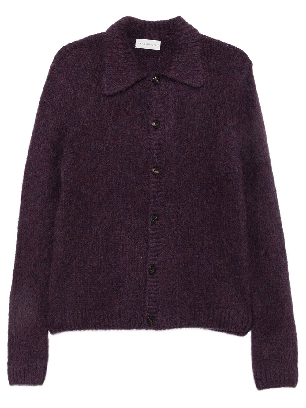 Dries Van Noten Cardigan Mora In Misto Lana In Rosa E Viola
