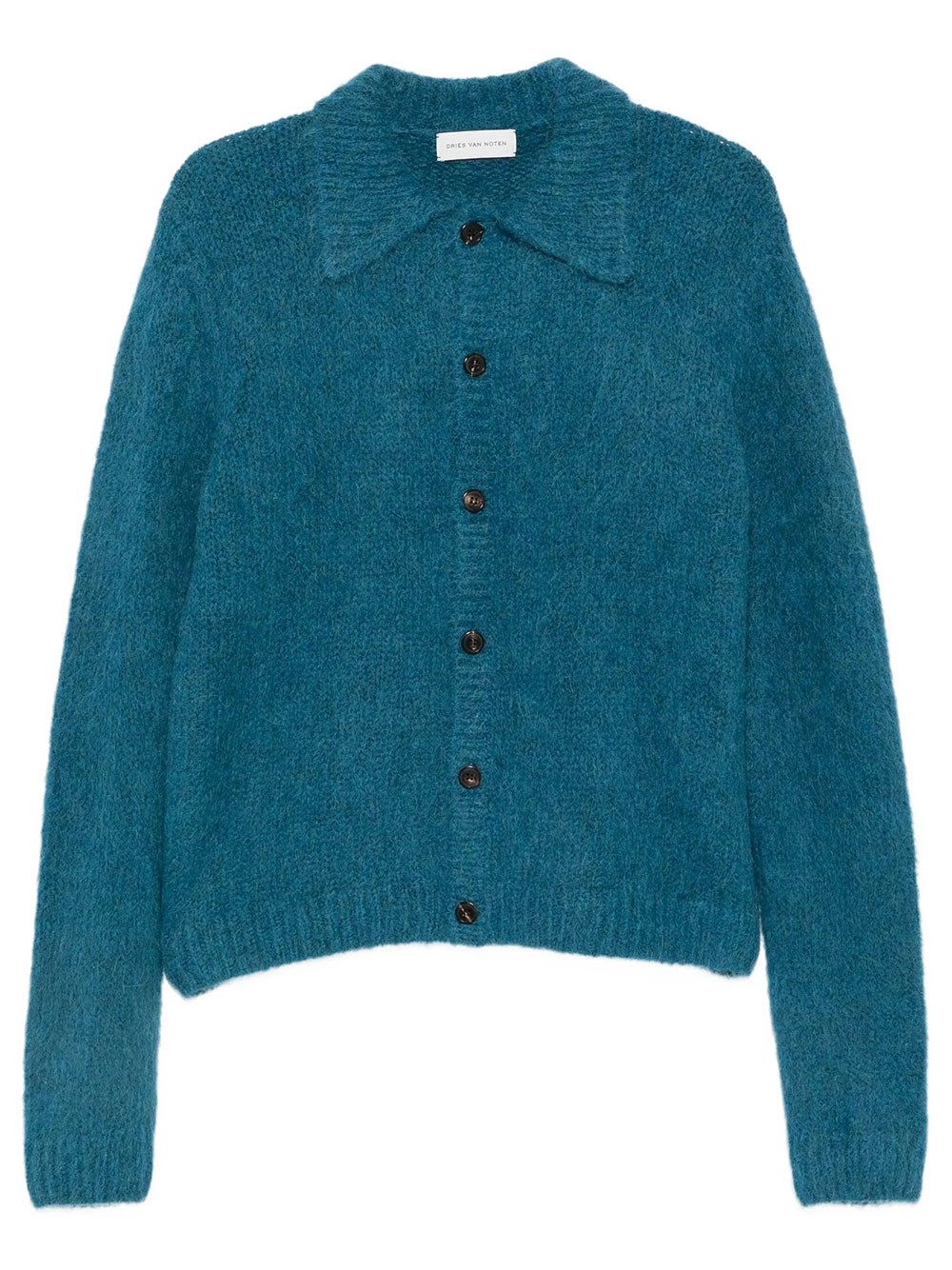 Dries Van Noten Cardigan Mora In Misto Lana In Verde