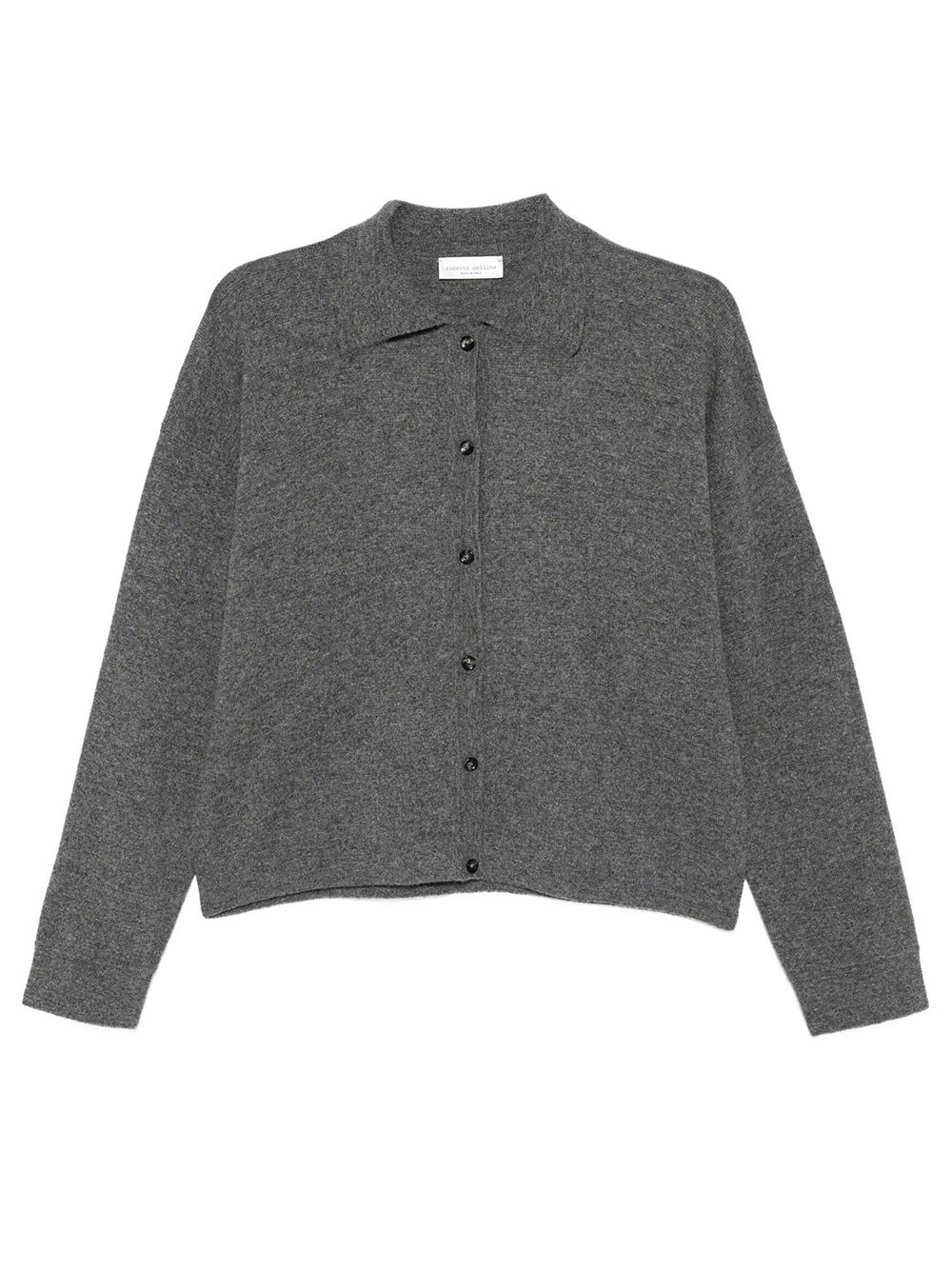 Roberto Collina Cardigan In Lana Con Colletto Polo In Grigio