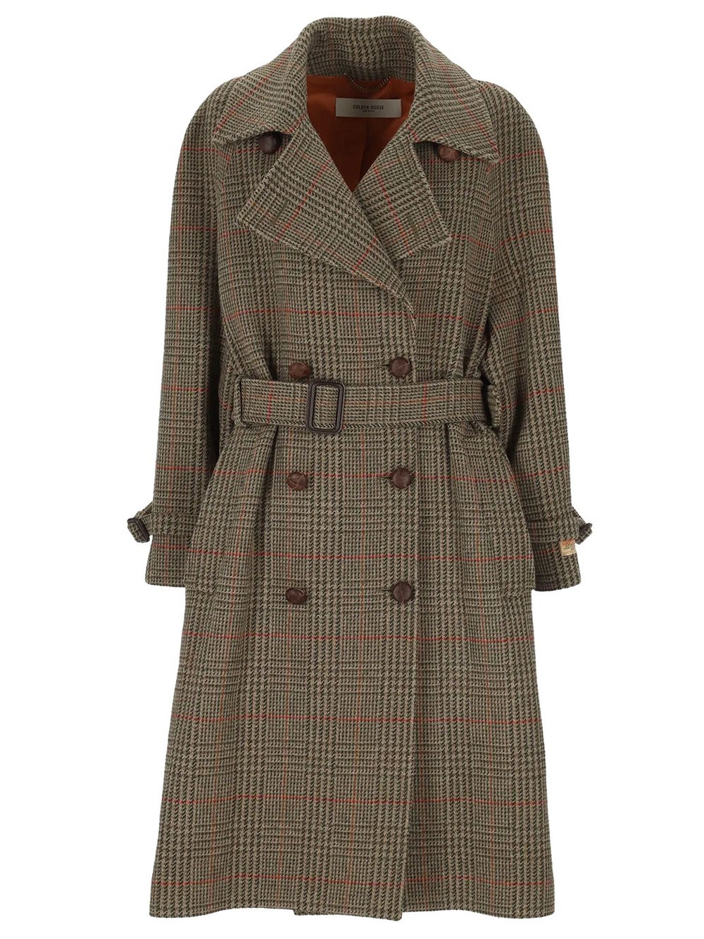 Golden Goose Women's Green Roxanne Double-Breasted Coat In Wool With Check Pattern