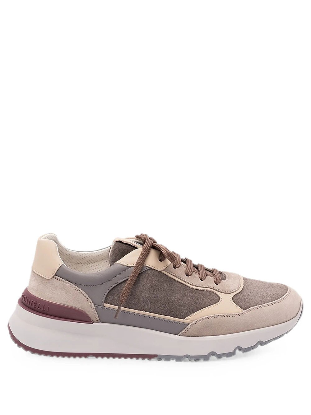 Brunello Cucinelli Men's Grey Runners In Nubuck And Suede