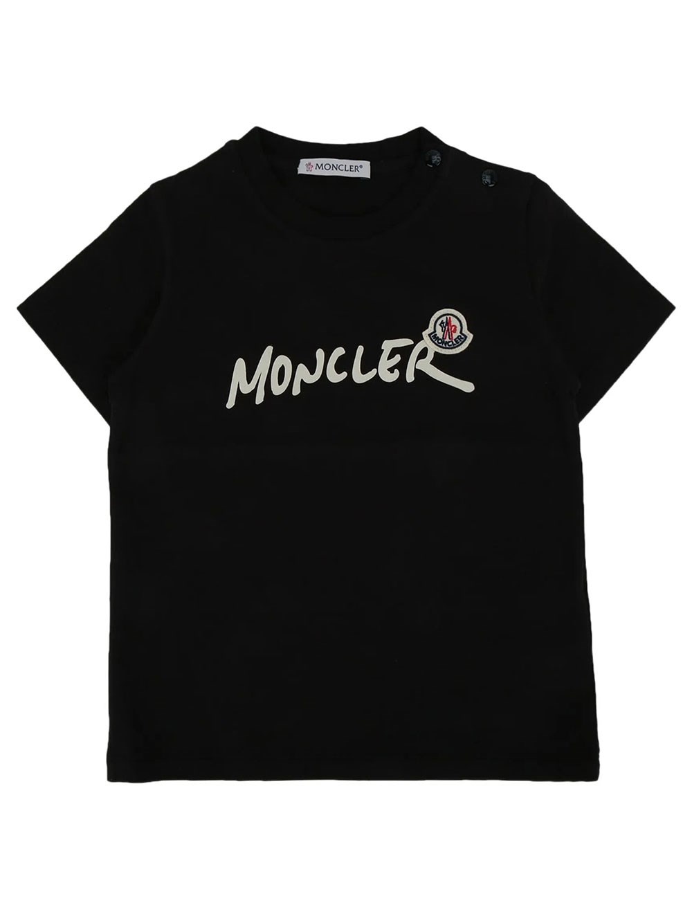 Moncler Kids Boys Black Stretch Cotton Jersey T-Shirt For