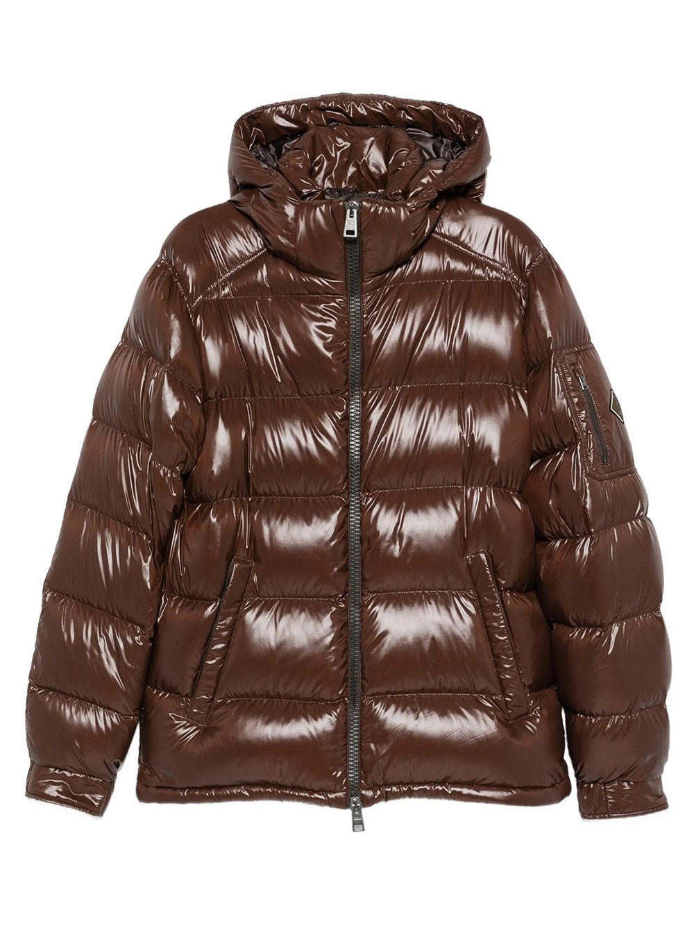Herno Men's Brown Glossy Puffer Jacket With Hood
