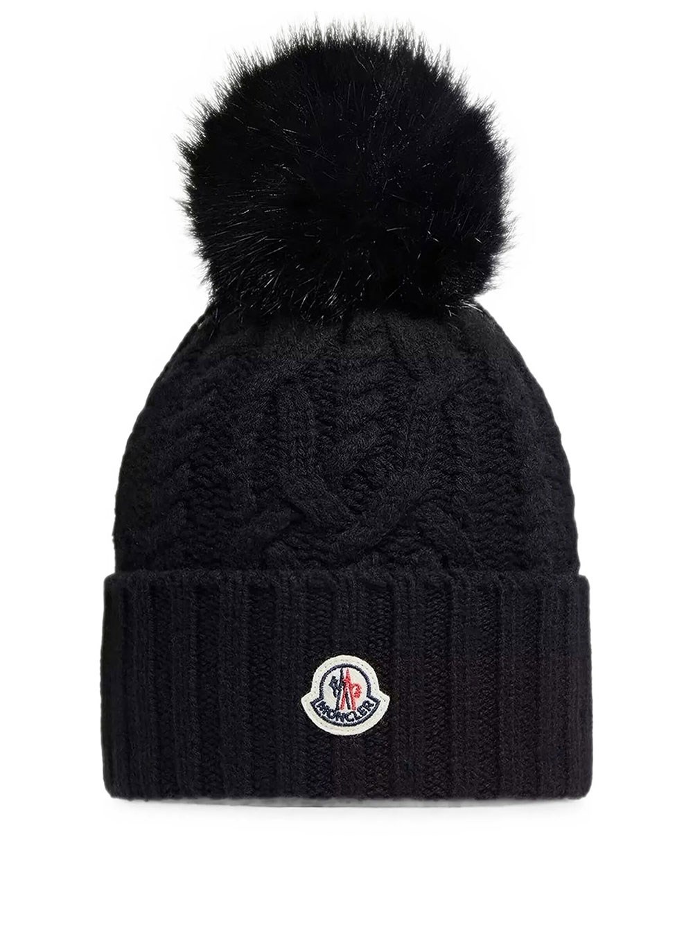 Moncler Women's Black Wool And Cashmere Beanie With Pom Pom