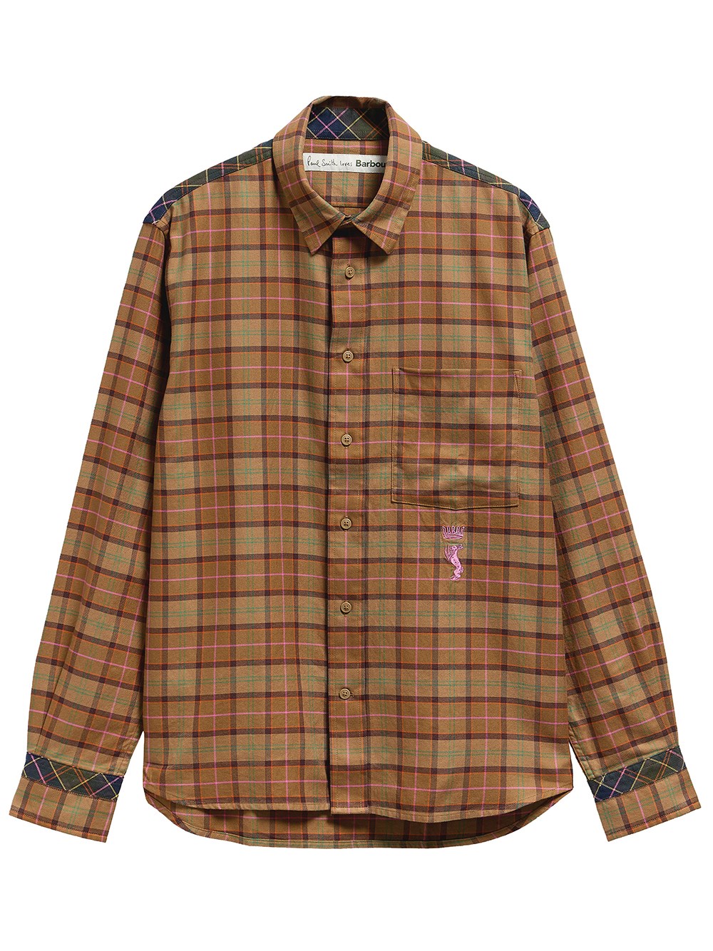Barbour Men's Brown Long-Sleeved Shirt In Muted Tartan