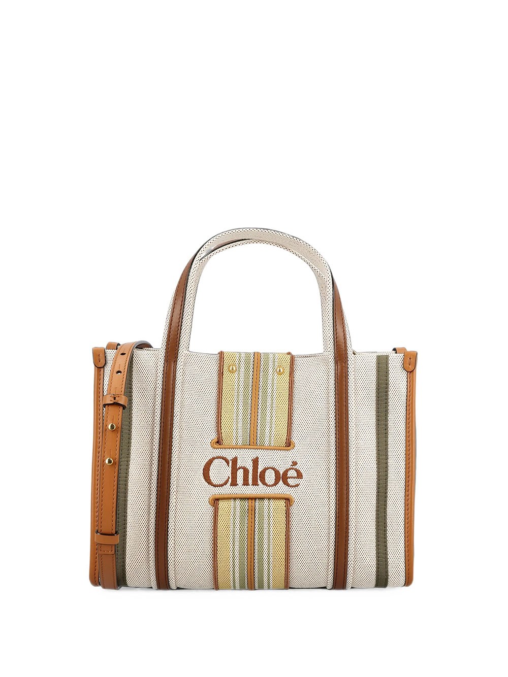 Chloé Women's Brown Small Woody Loop Tote Bag In Canvas