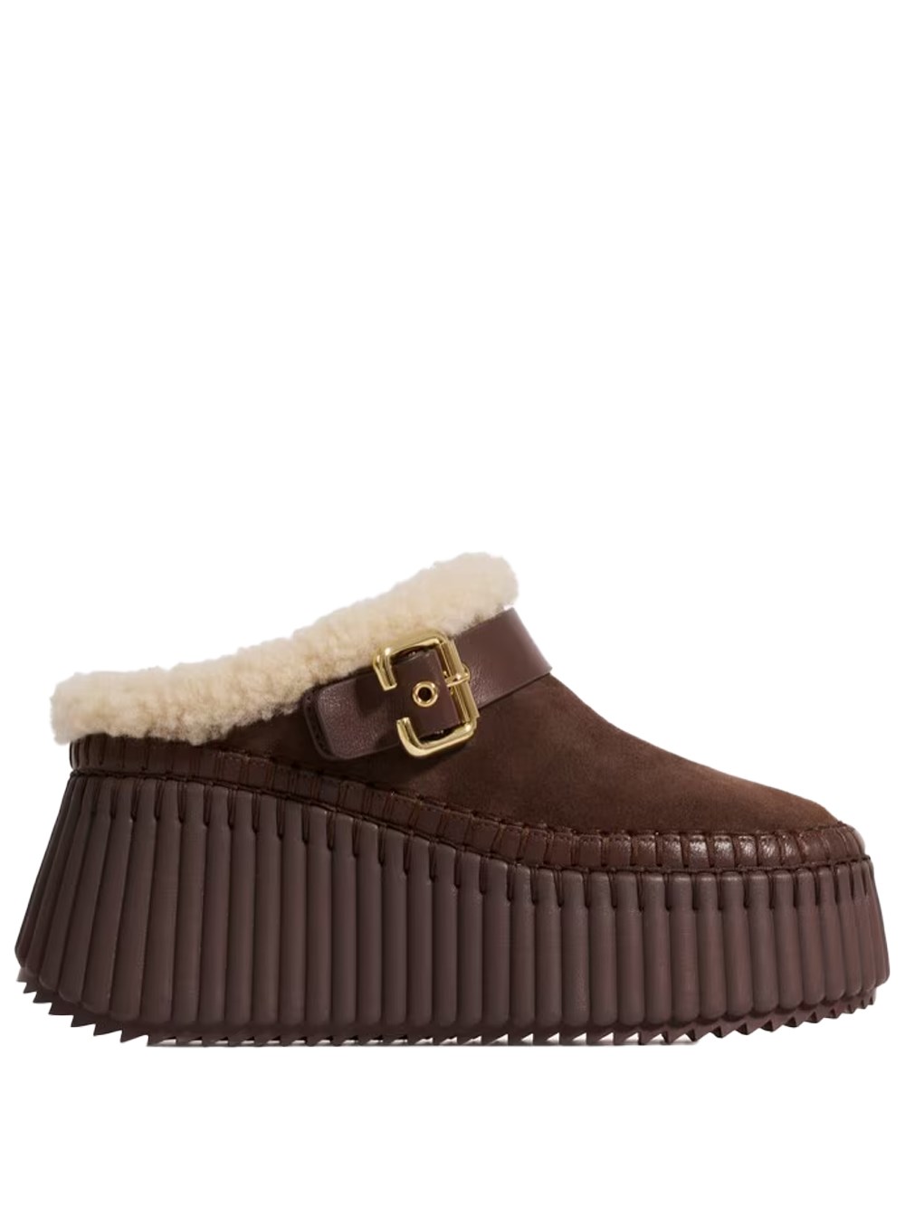 Chloé Women's Brown Nama Wedge Clog In Suede