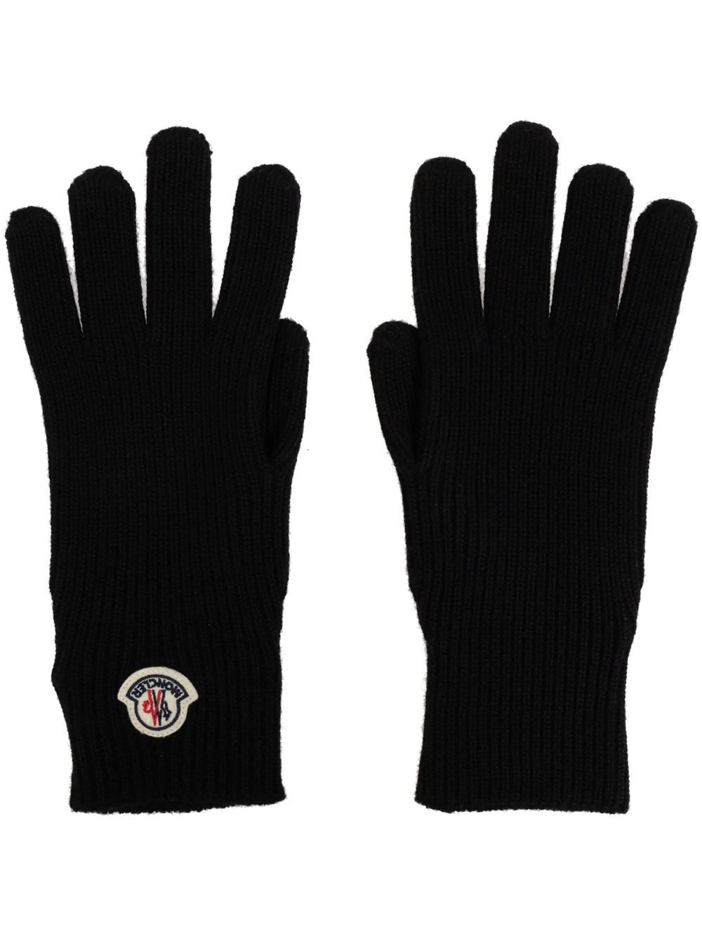 Moncler Men's Black Wool Gloves With Logo