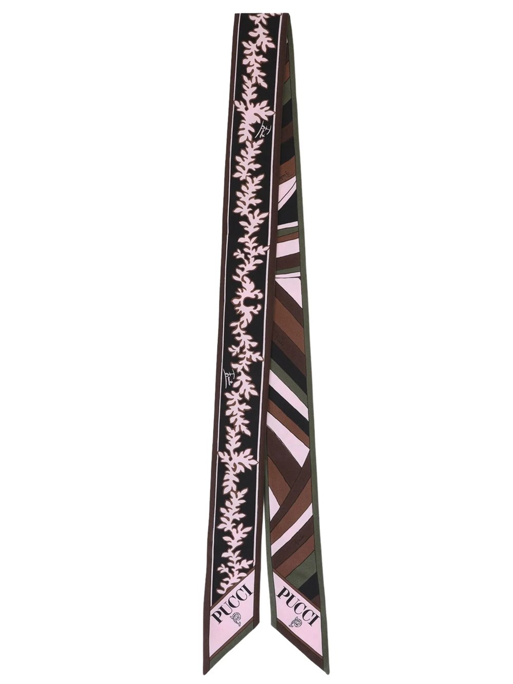 PUCCI | Foulard bandeau in twill di seta stampe Selva e Iride kaki e rosa | Women | PZ - Immagine 4