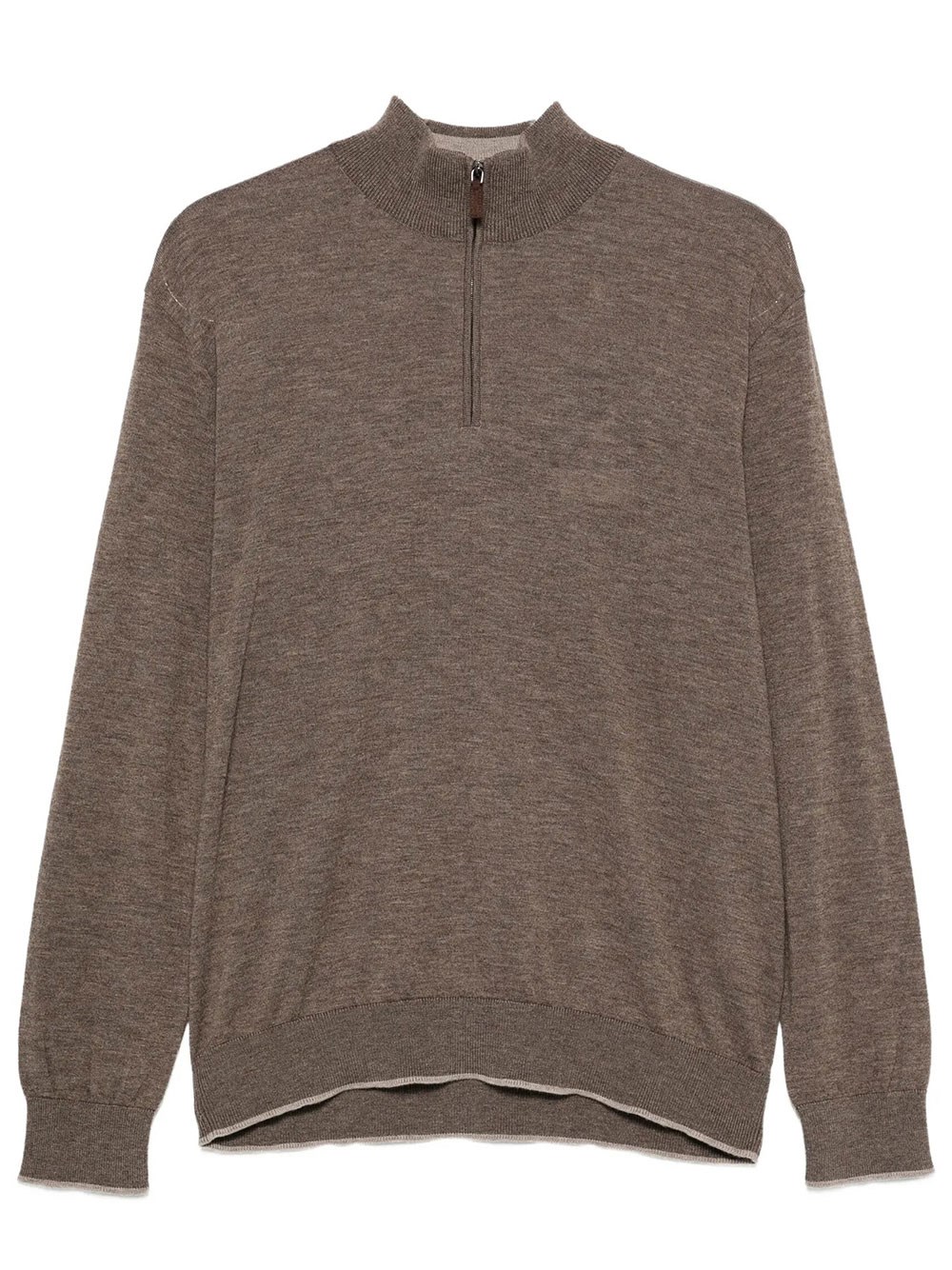 Paul & Shark Men's Brown Half-Zip Feather Wool Sweater