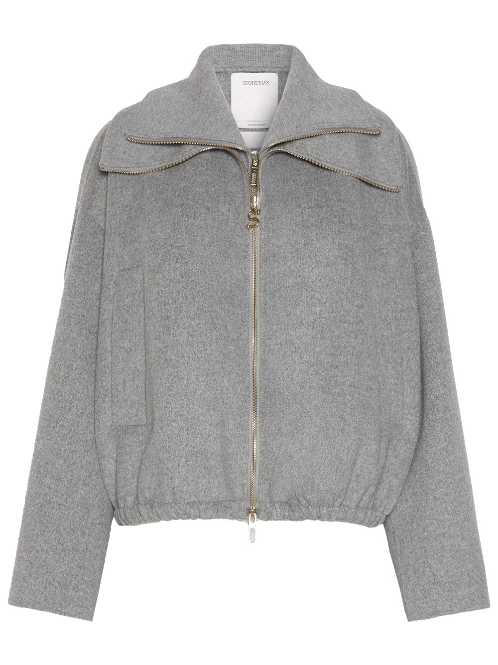 Sportmax Bomber In Pure Wool With Removable Bib In Grey