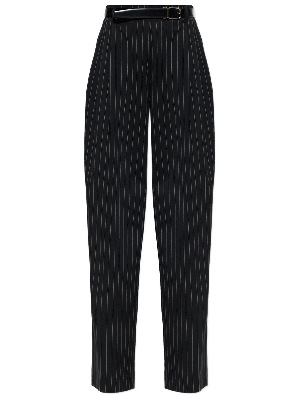 Dolce & Gabbana Women's Black Pinstriped Wool Trousers