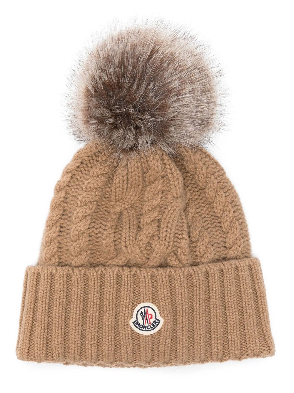 Moncler Women's Brown Wool And Cashmere Blend Beanie With Pom Pom