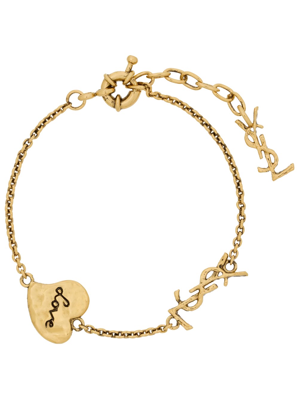 Saint Laurent Women's Metallic Cassandre Heart Brass Bracelet