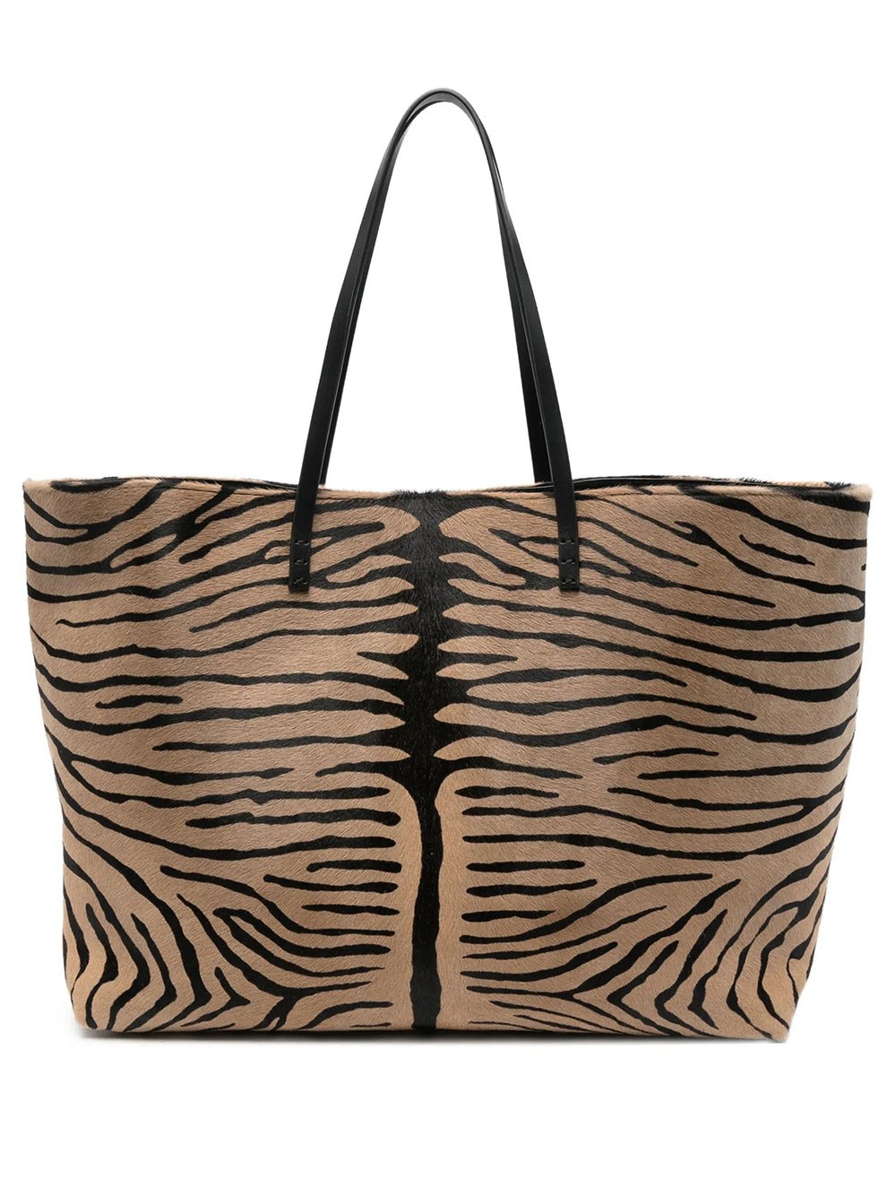 Fendi Women's Brown Medium Roll Shopper In Tiger-Print Pony Hair Leather