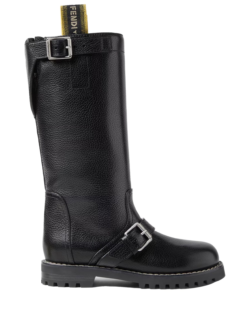 Fendi Women's Black Leather Commando Boots