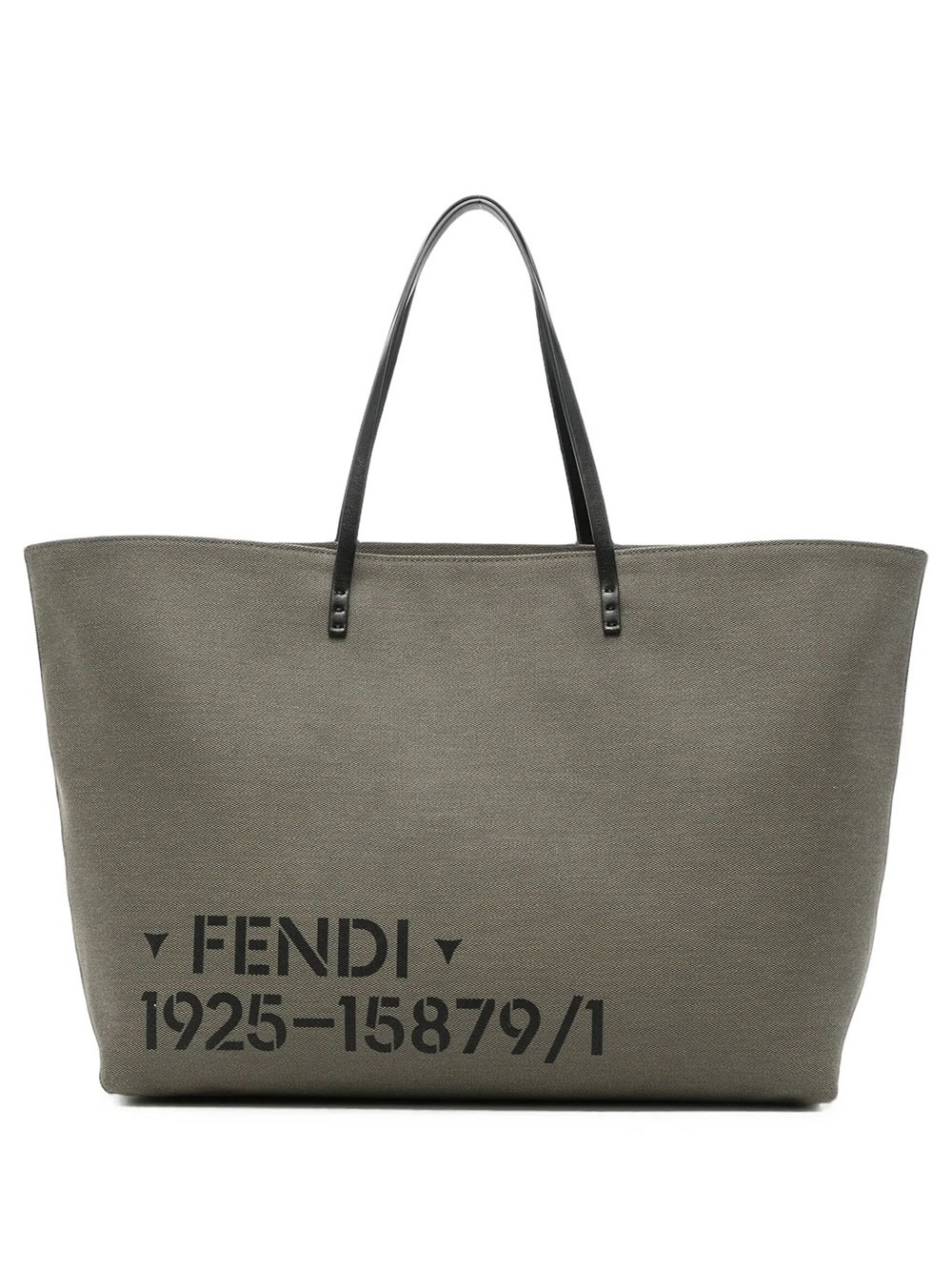 Fendi Men's Green Large Canvas Roll Bag With Stencil Print