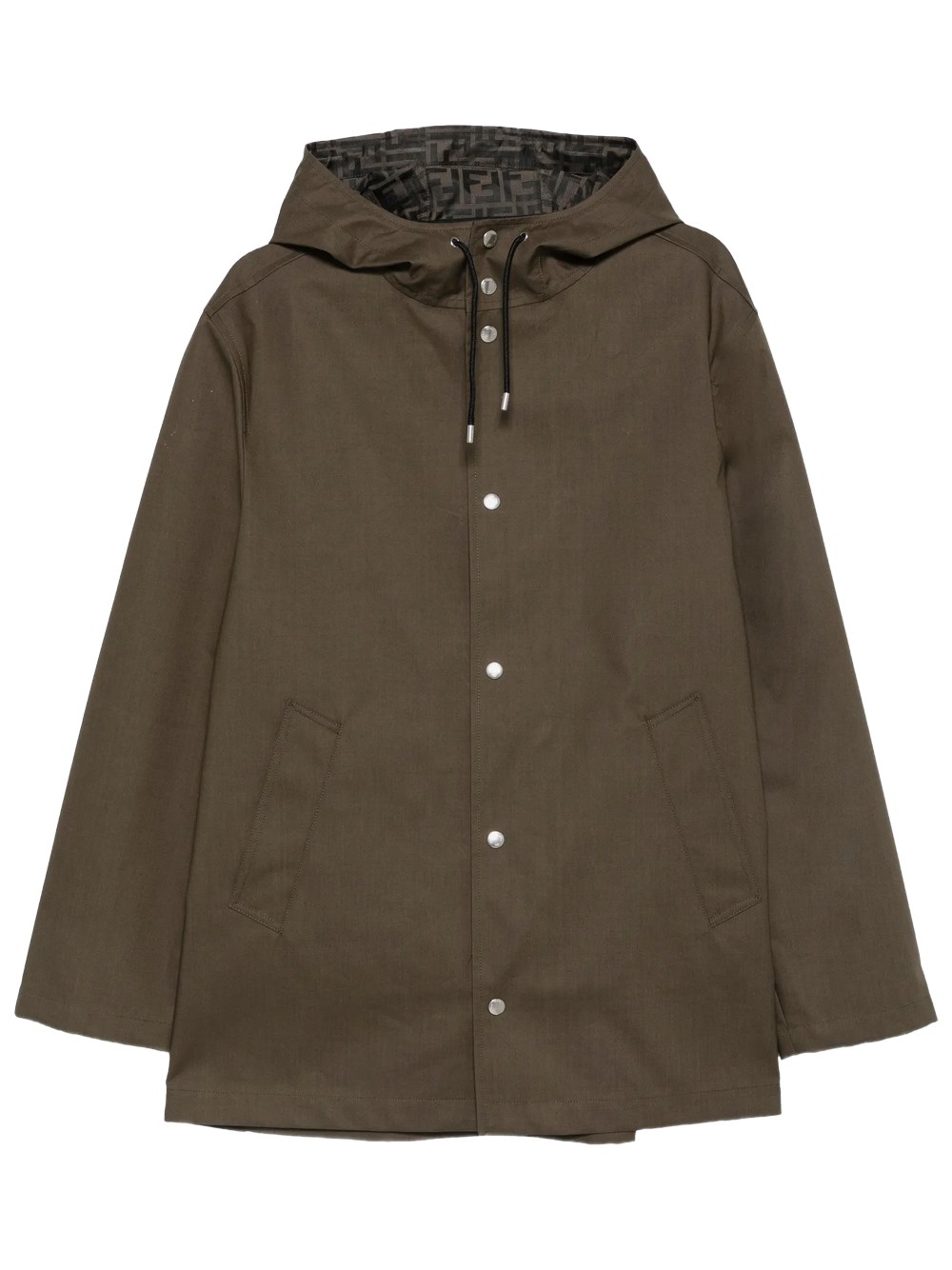 Fendi Men's Green Mackintosh Fabric Parka With Ff Lining