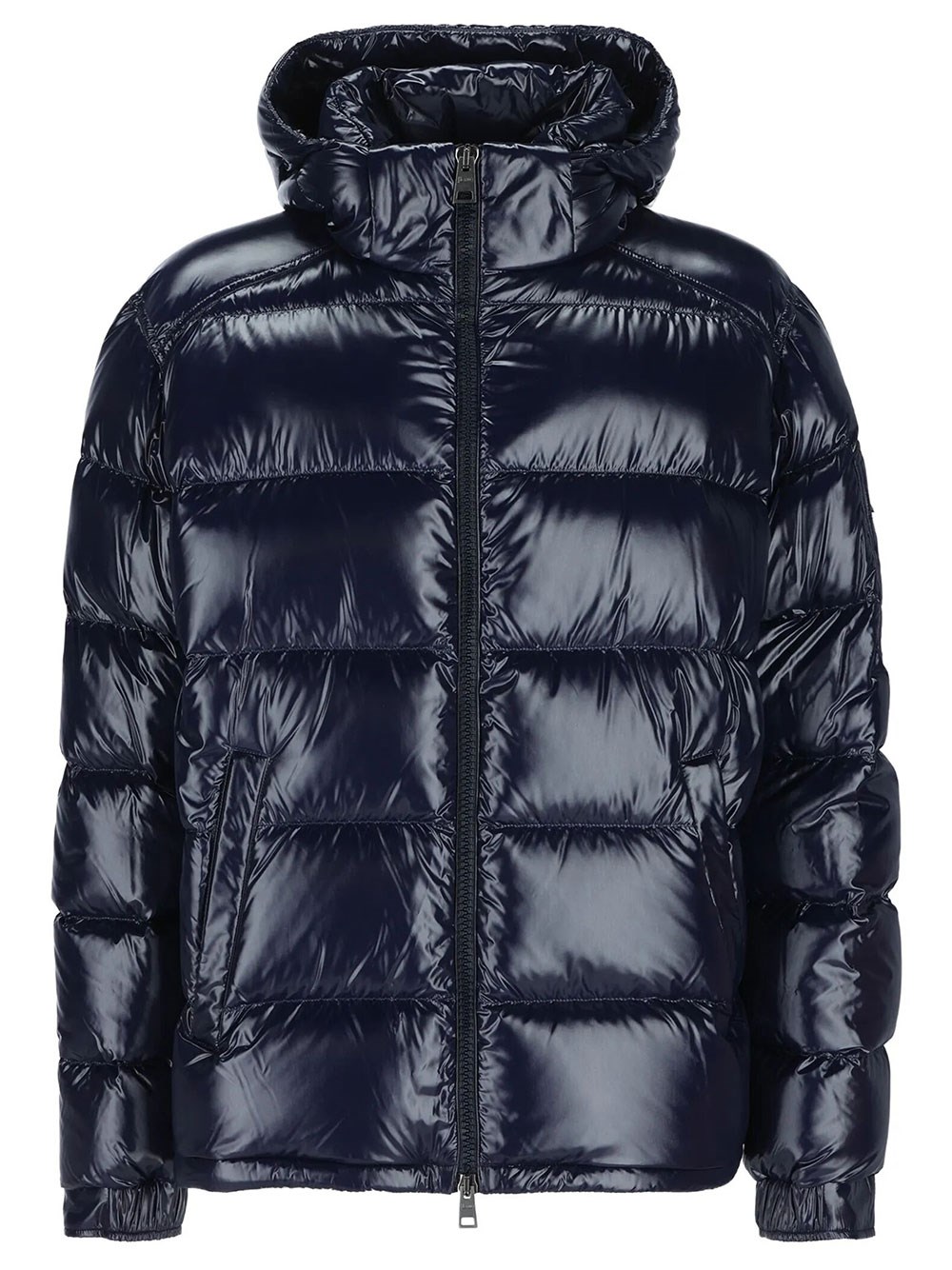 Herno Men's Blue Glossy Down Jacket With Hood