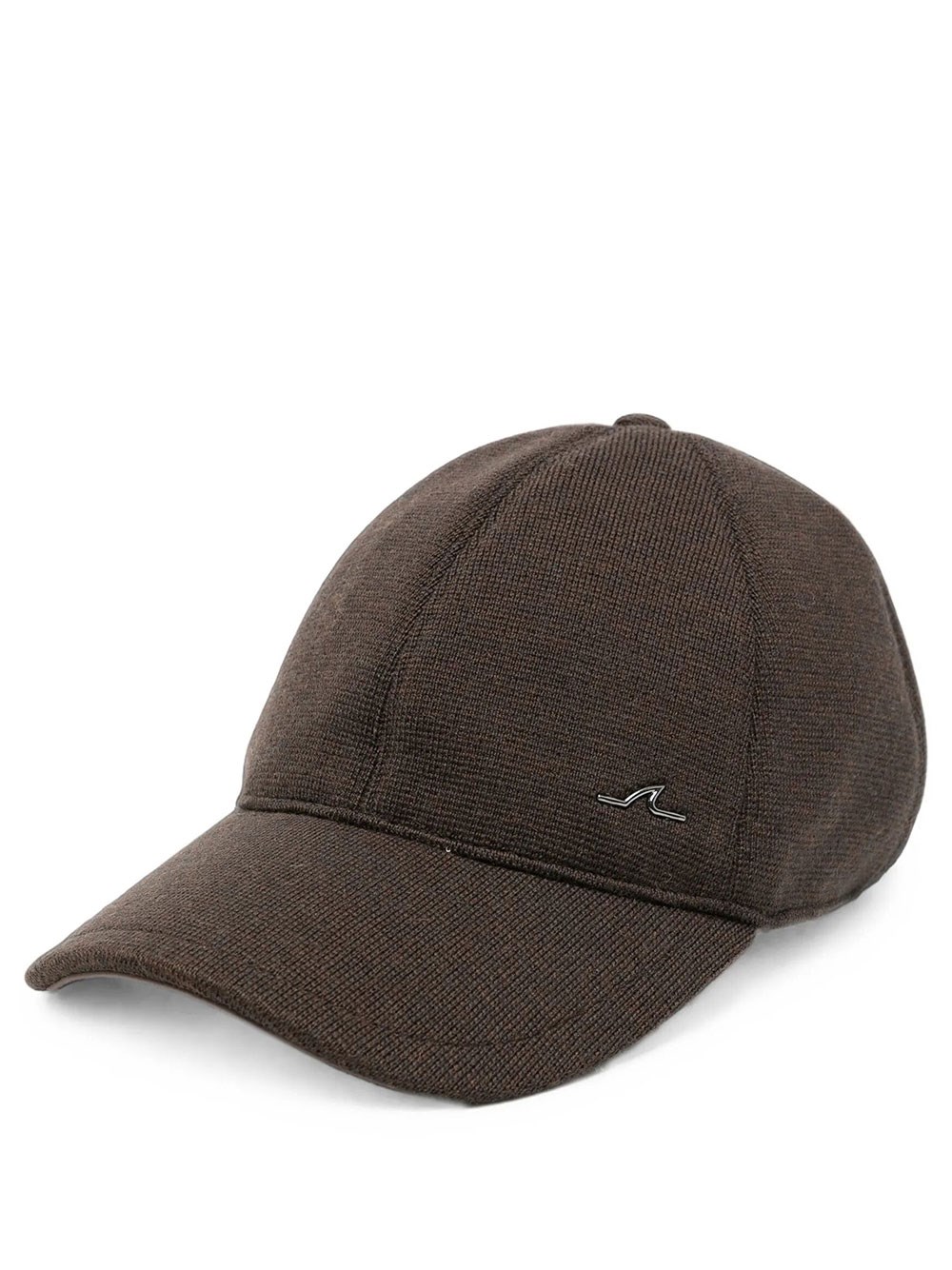Paul & Shark Men's Brown Wool Baseball Cap With Metal Shark Fin