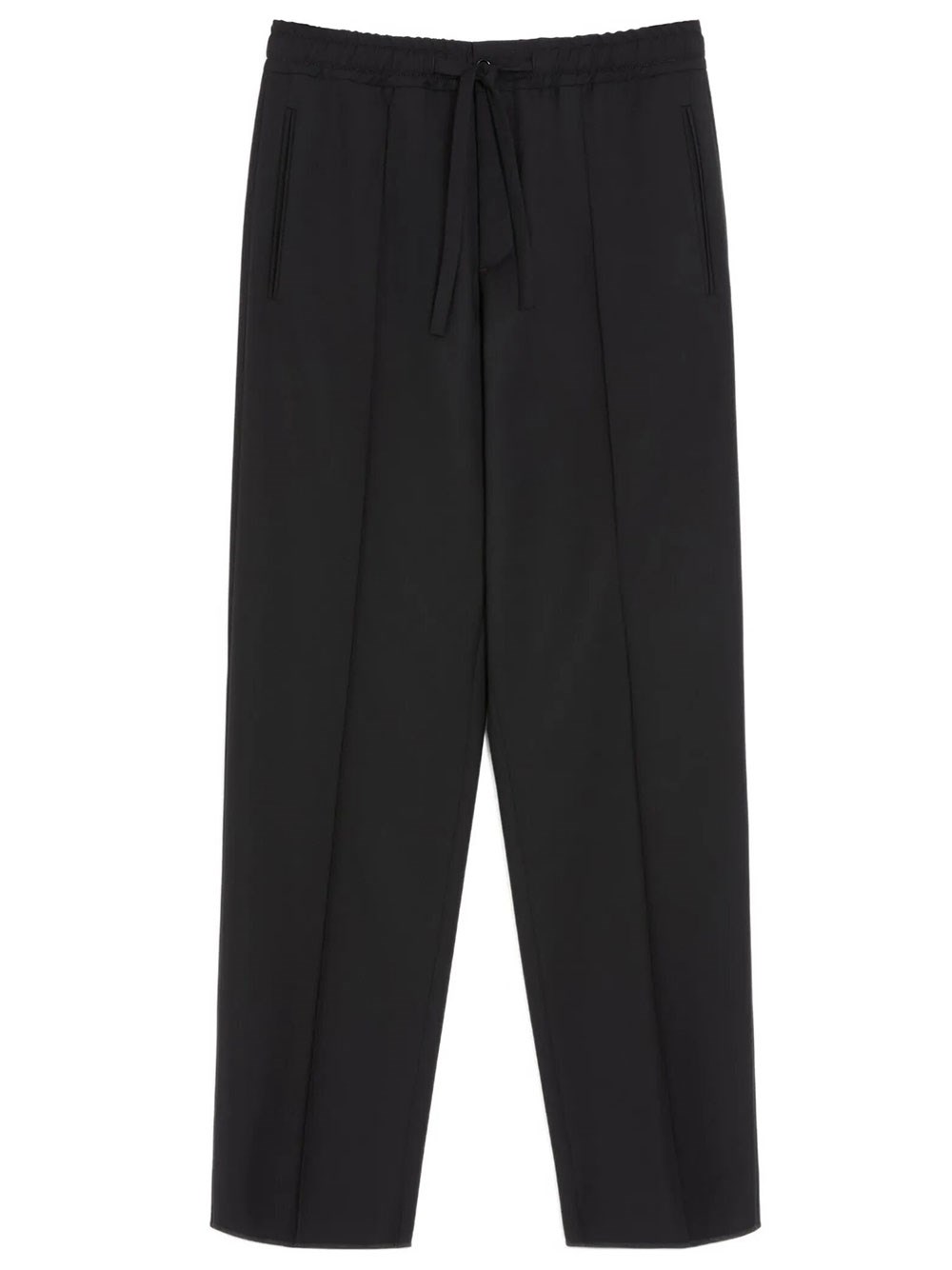 Valentino Garavani Men's Black Wool Trousers With Vlogo Embroidery