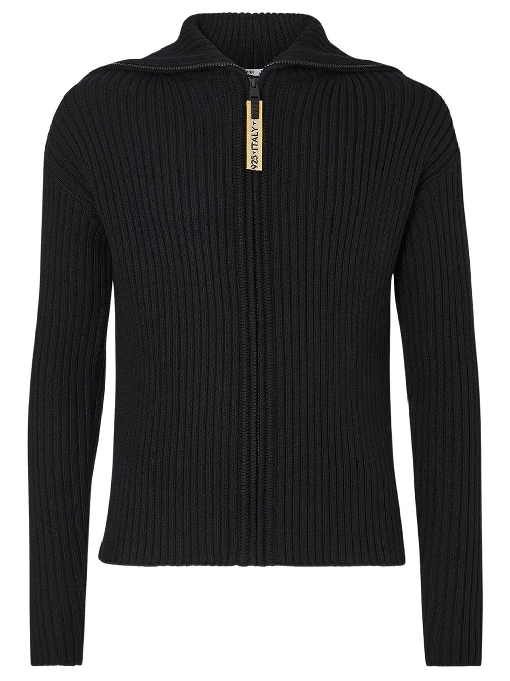 Fendi Men's Black High-Neck Wool Cardigan With Zip