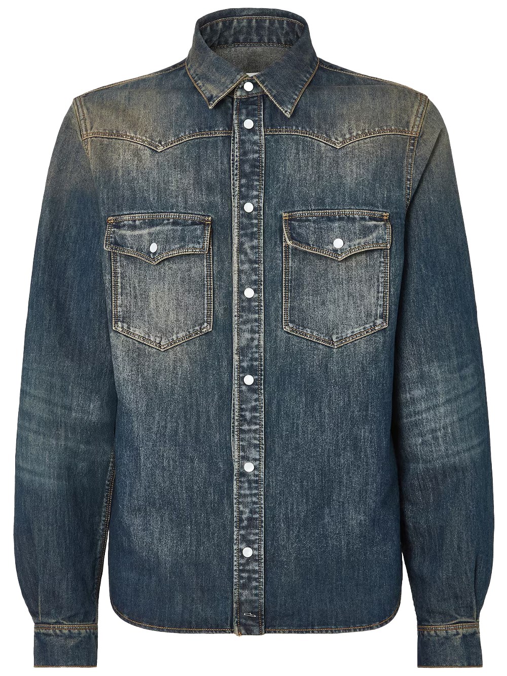 Fendi Men's Blue Washed Denim Shirt