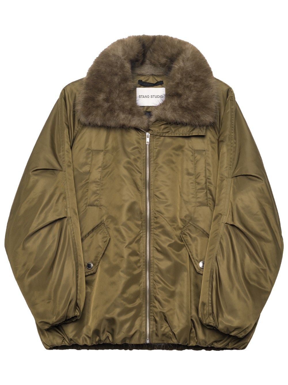 Stand Studio Thilda Shiny Nylon Jacket In Brown