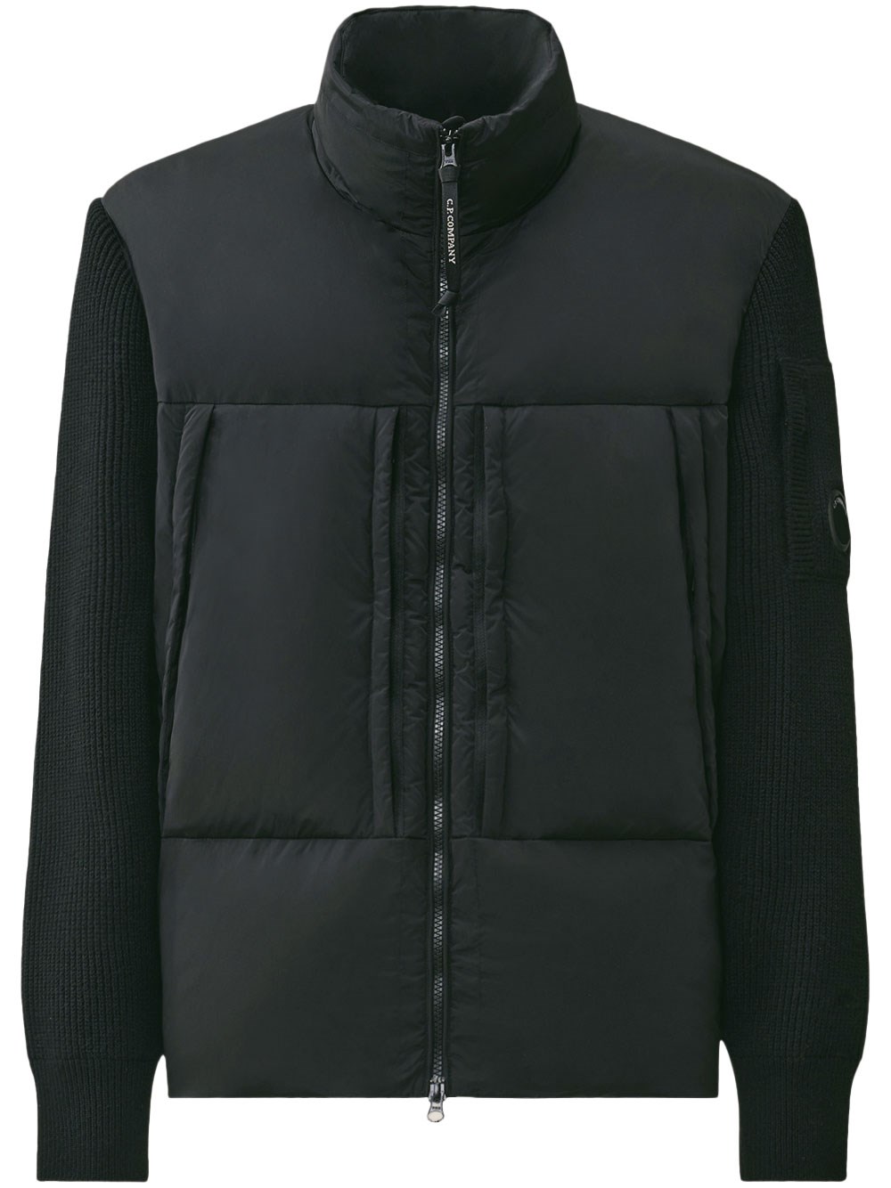 C.p. Company Men's Black Extrafine Merino Wool Blend Zip Sweater