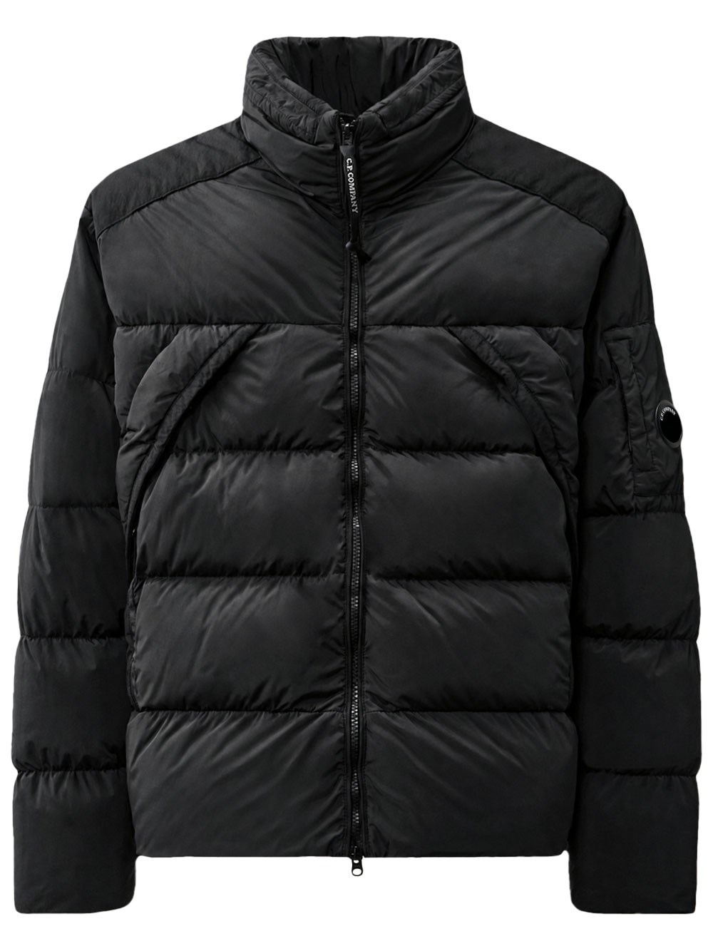 C.p. Company Men's Black Lens Hooded Down Jacket In Nycra-R