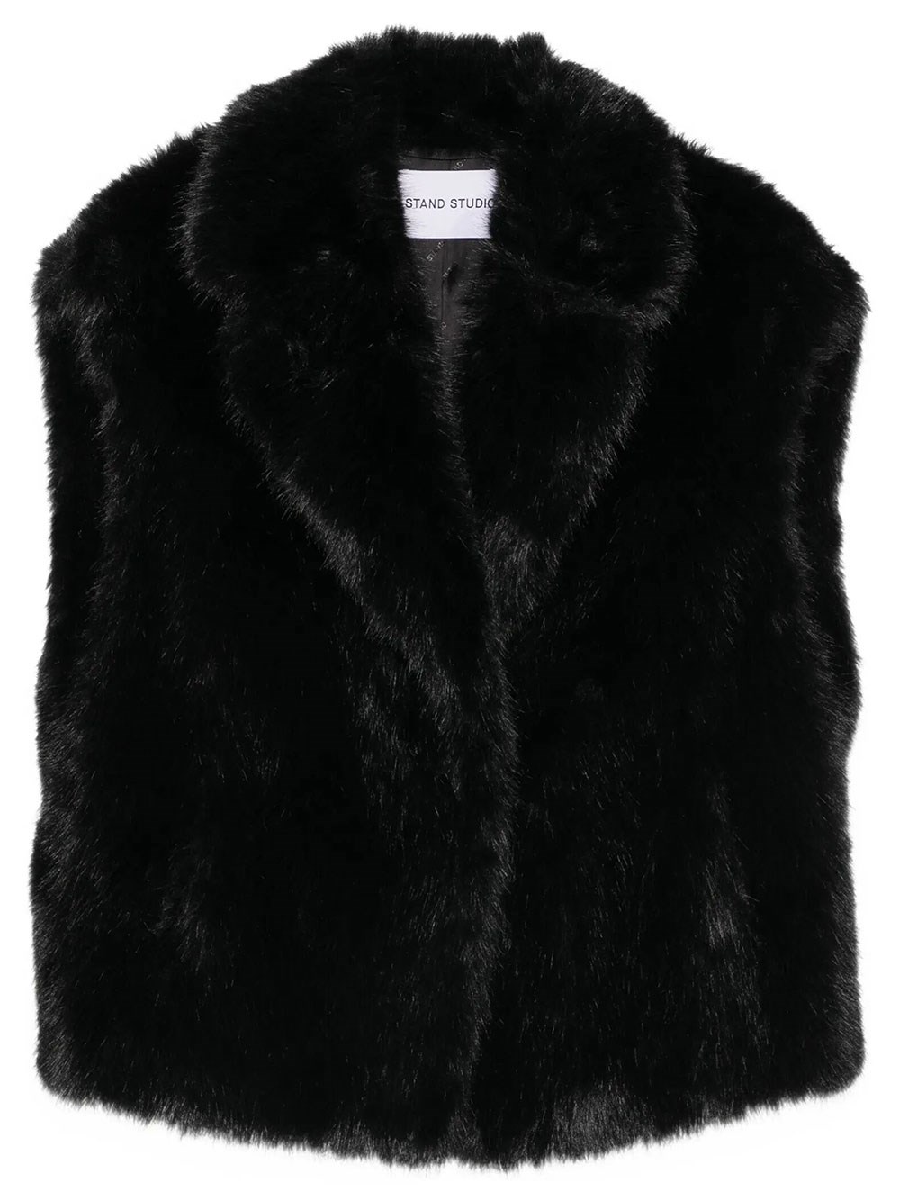 Stand Studio Women's Black Kinley Vest In Faux Fur