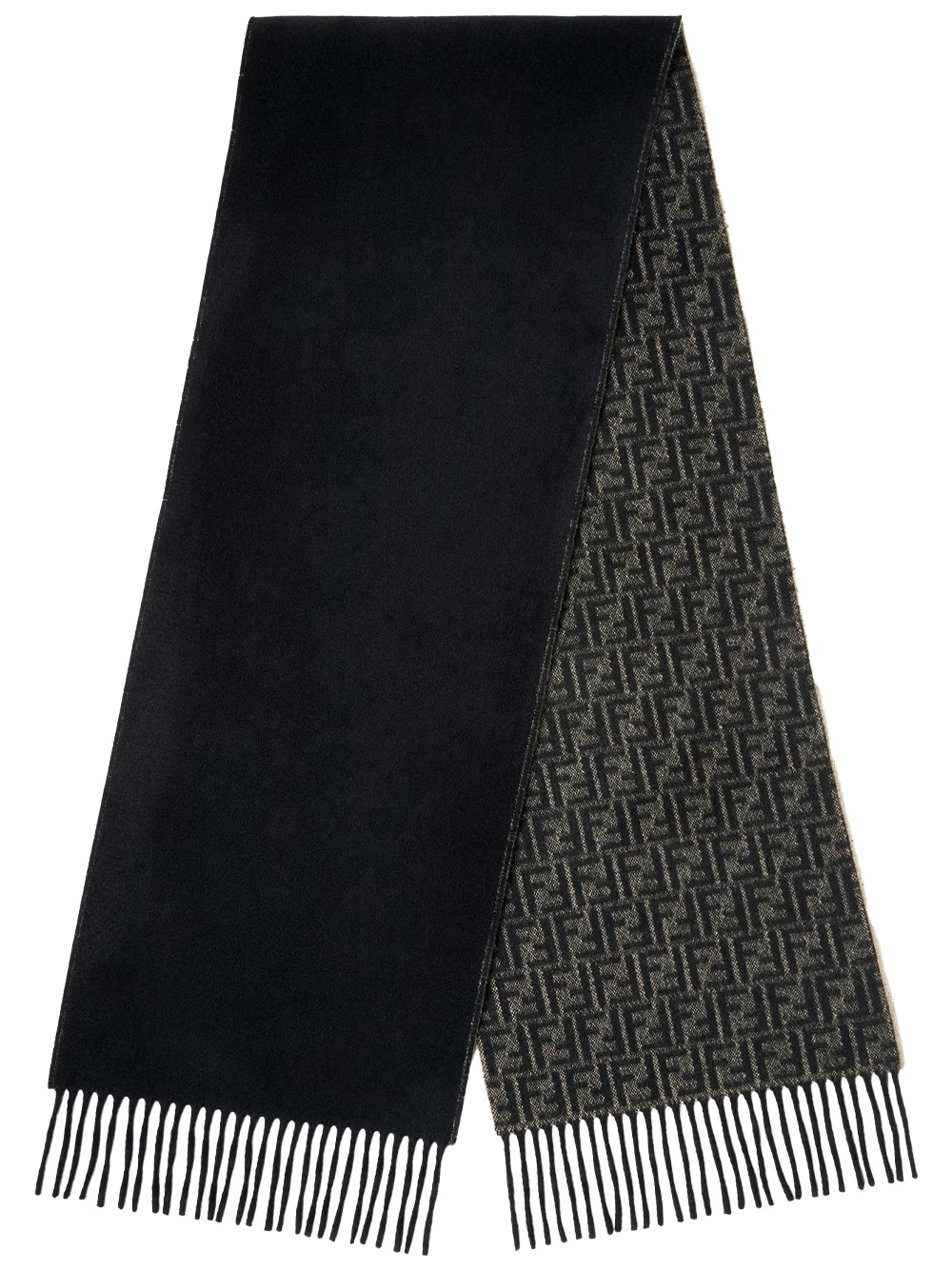 Fendi Women's Brown Ff Wool And Cashmere Scarf Ff Pumpkin