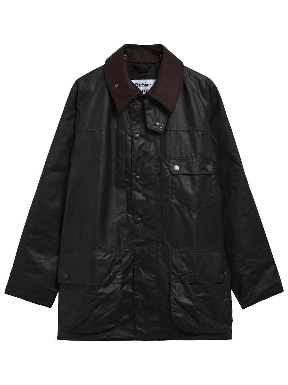 Barbour Beacon Men's Dark Barbour X Apc Beaufort Waxed Jacket In Sage, Cotton, Size L - Image 2