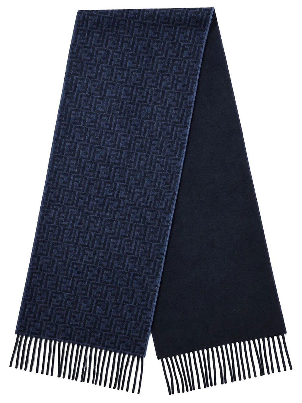 Fendi Men's Blue Wool And Cashmere Scarf Ff Zucca